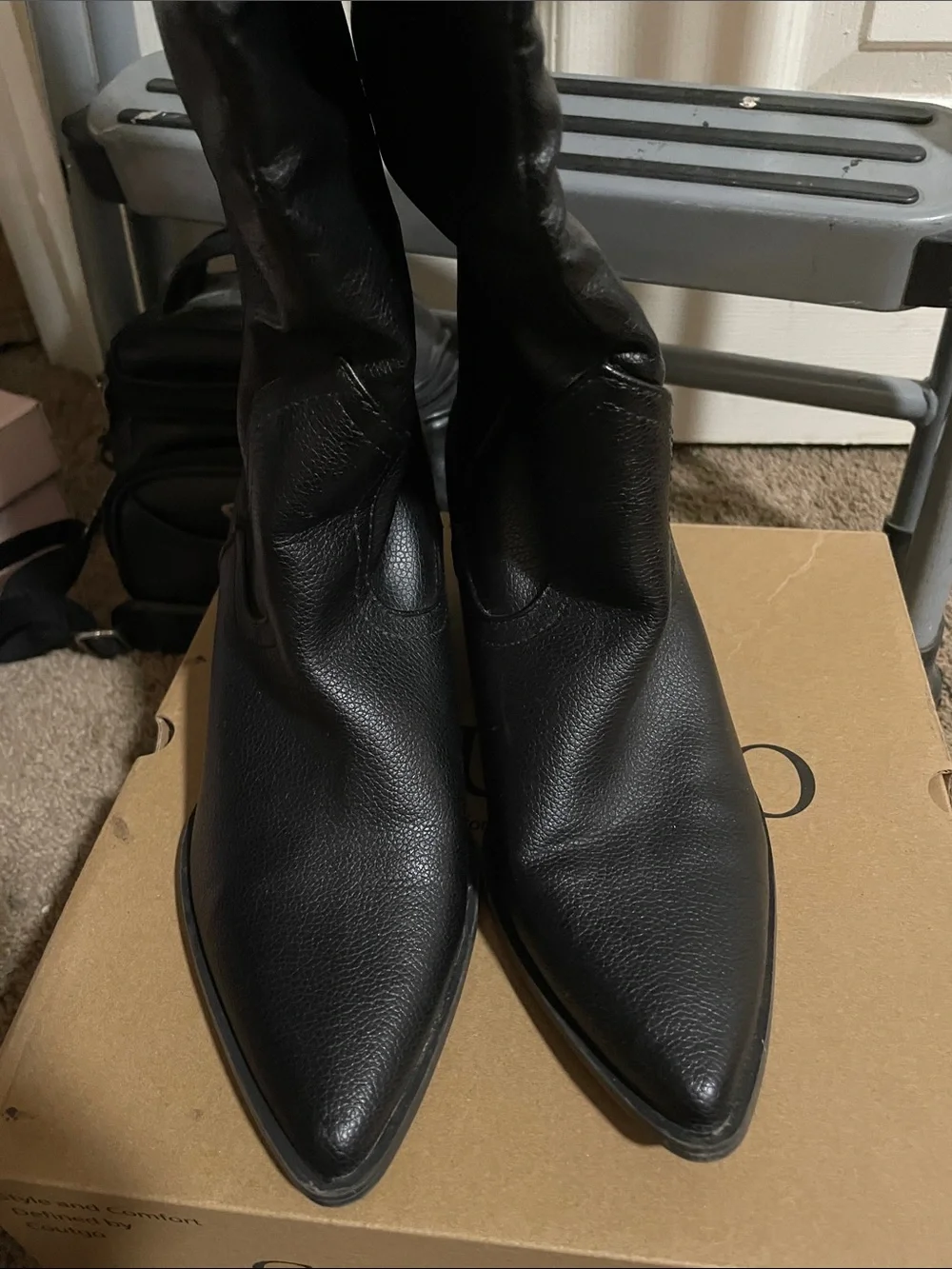 Aldo Black Over-the-Knee Pointed Toe Western Boots